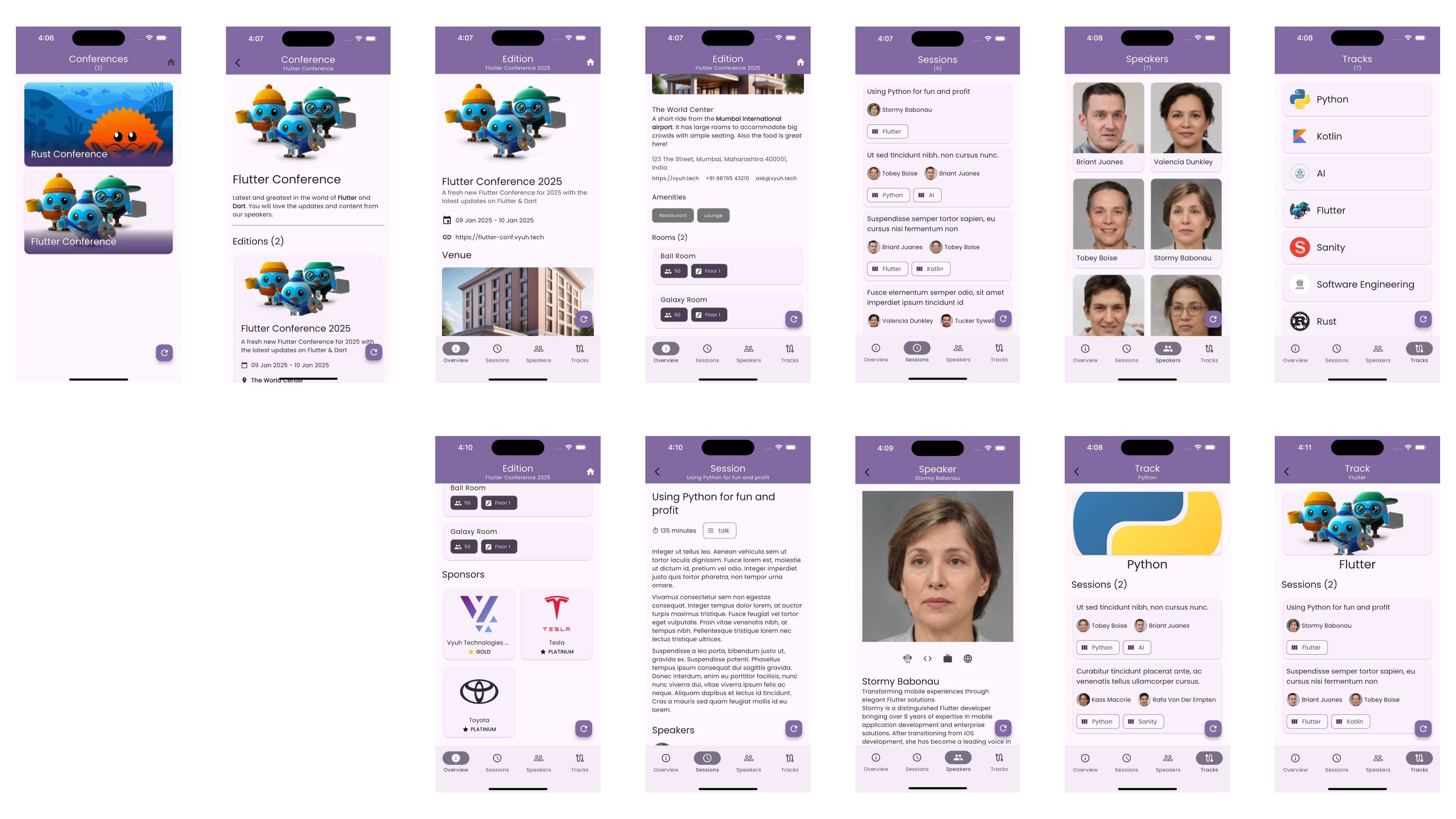 Conference example screenshots