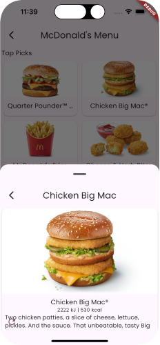 Food example screenshots