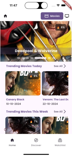 Movies example screenshots